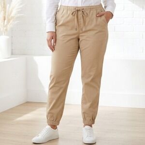 GAP Jogger Pants Womens XXL Khaki Tan Elastic Waist Drawstring Casual Utility